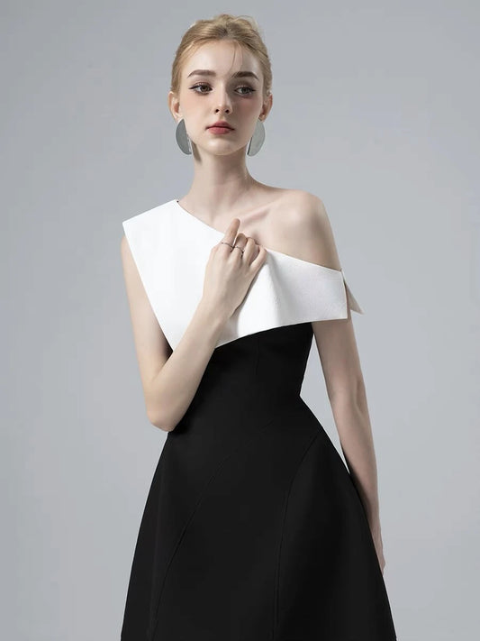 High-End Ladies Dress Black White