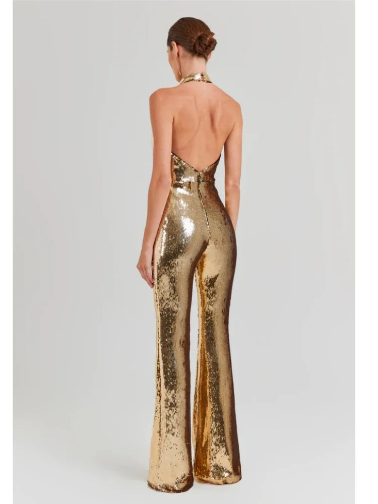 Sequins Gold Bodycon Jumpsuit