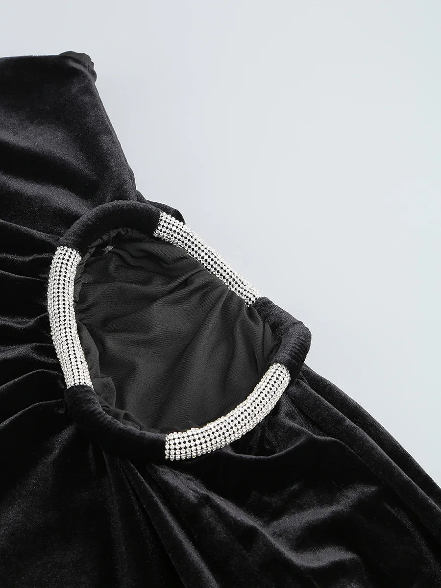 Velvet Crystal  Side Split Sleeveless dress