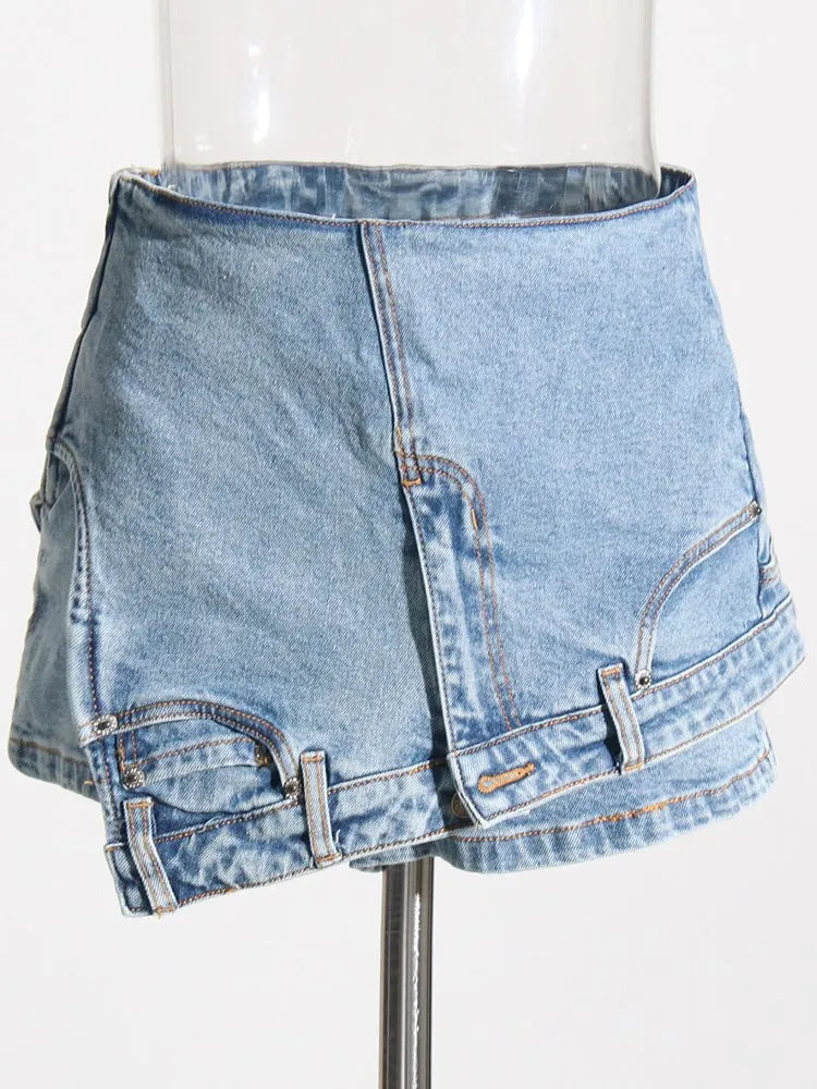 Skinny Blue Denim Shorts