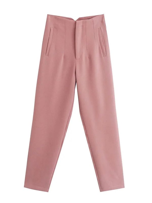 Straight Pants High Waist Zipper Fly Trousers