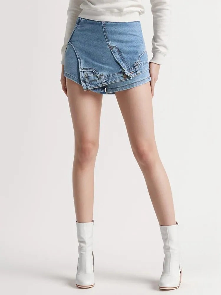 Skinny Blue Denim Shorts