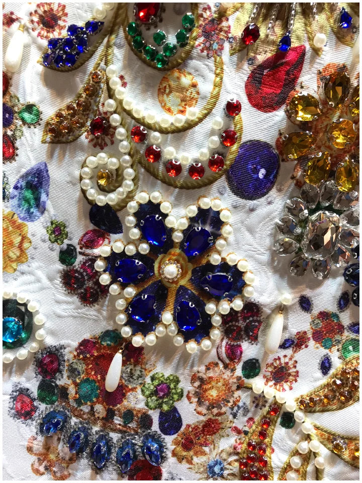 Luxury Heavy Beads Diamond Retro Court Dresses