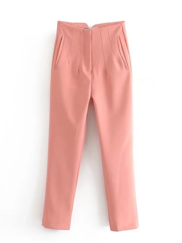 Straight Pants High Waist Zipper Fly Trousers