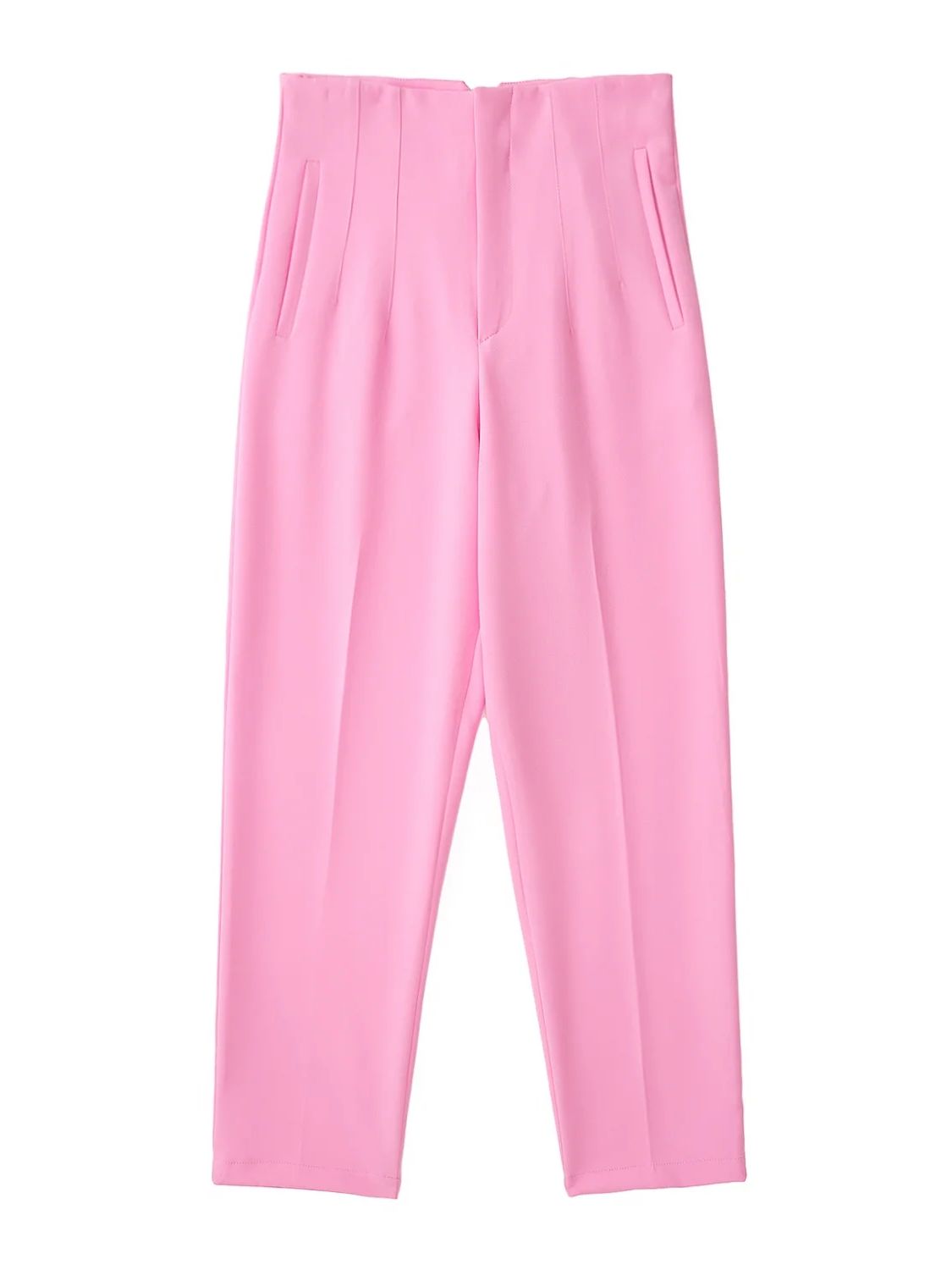 Straight Pants High Waist Zipper Fly Trousers