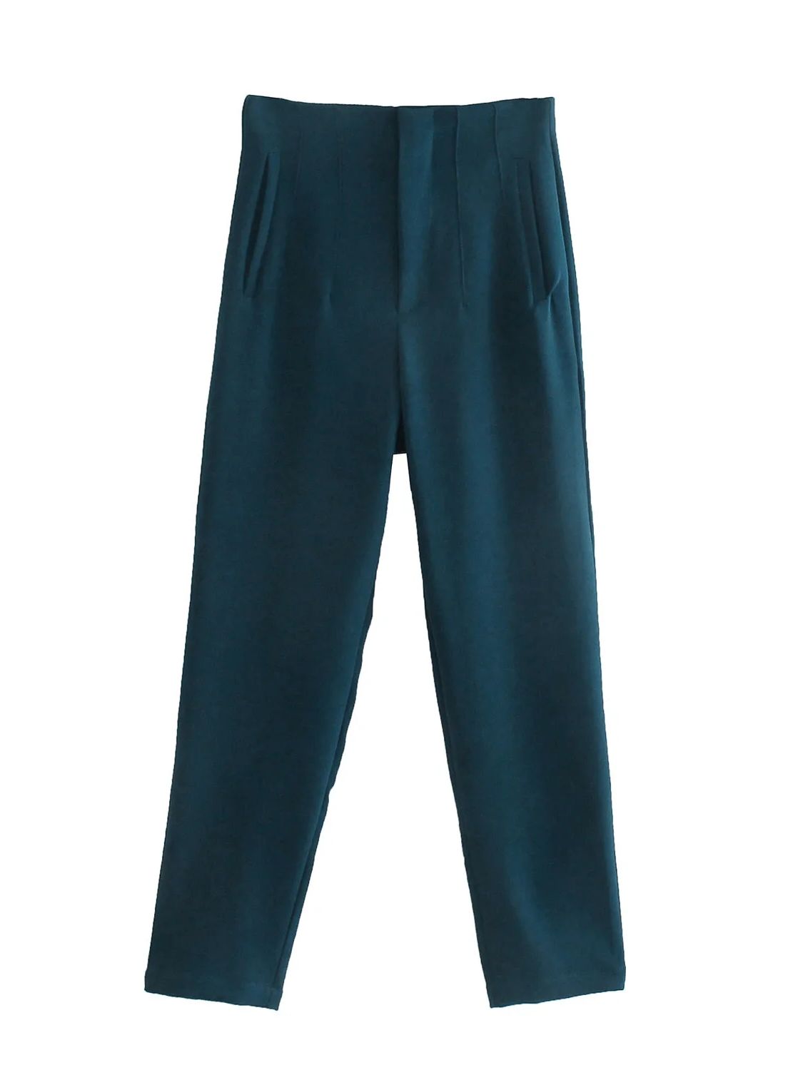 Straight Pants High Waist Zipper Fly Trousers