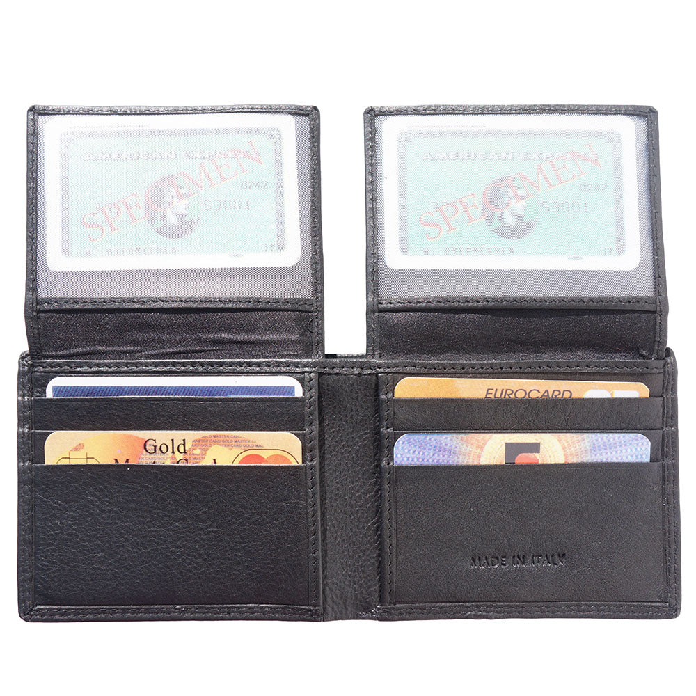 Medium wallet in calf-skin soft leather with double flap