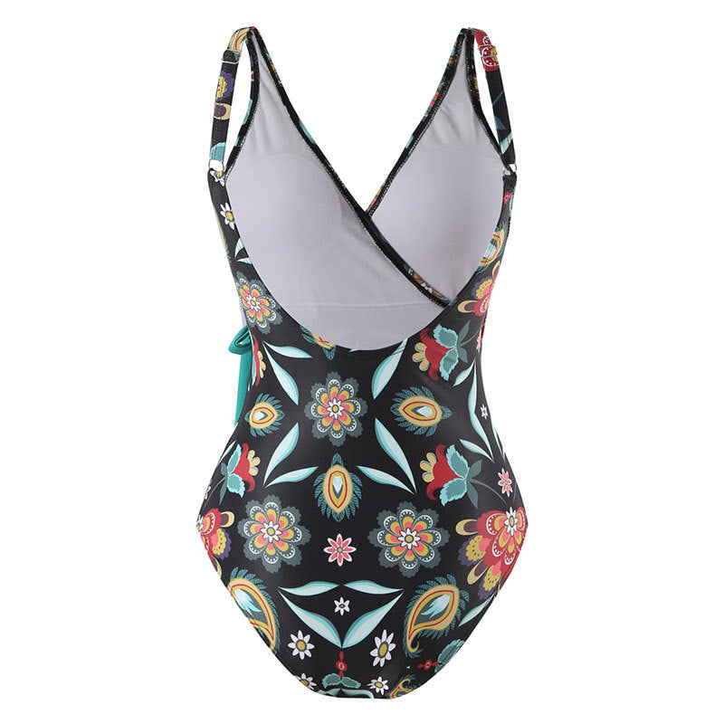 Siamese Conservative Cover Belly Backless  Swimsuit