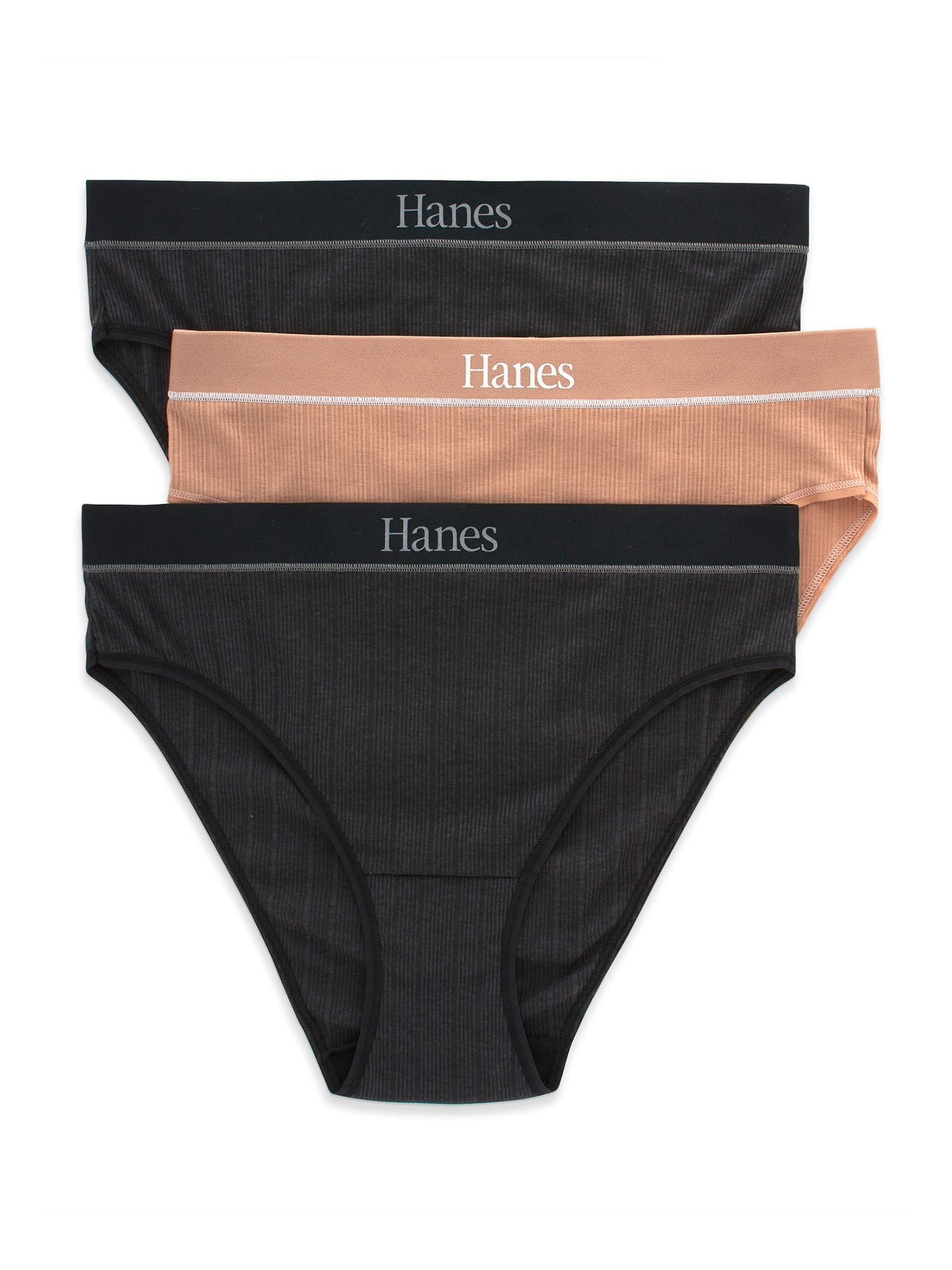 Hanes Originals Women's Underwear Ribbed Hi-Cut, 3-Pack – Verde