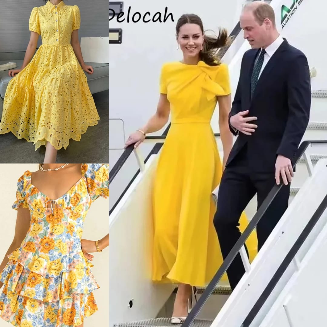 Yellow dress with dhort slevees