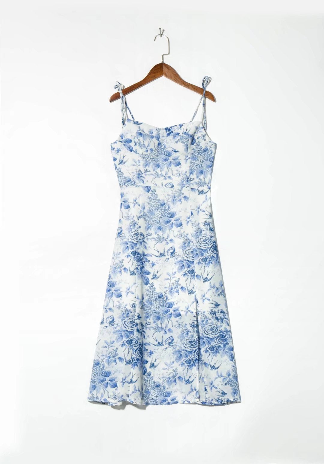 Spring French Retro y Slim Slit Printed Dress