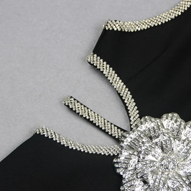 3D Flower Diamond Decorative Bandage Dress