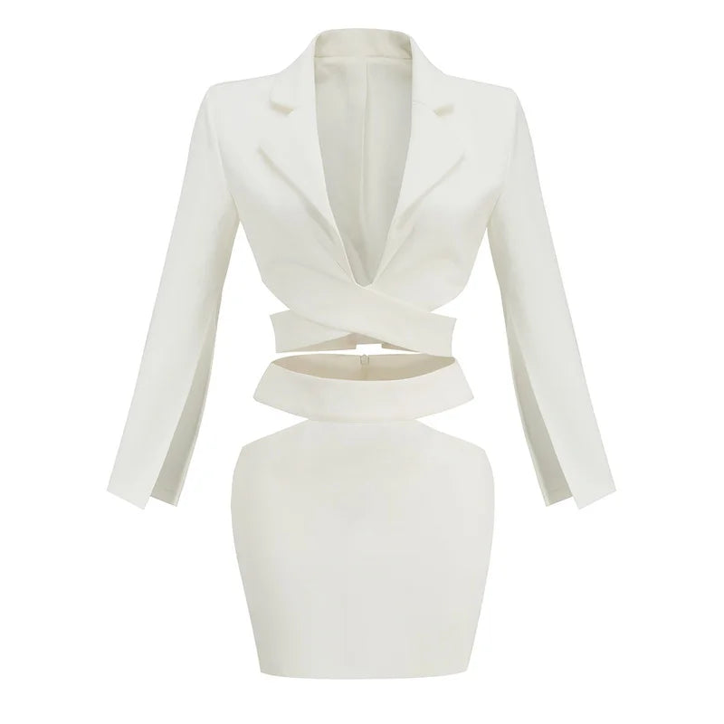 Blazer and Pleated Skirt Set  Two  Piece
