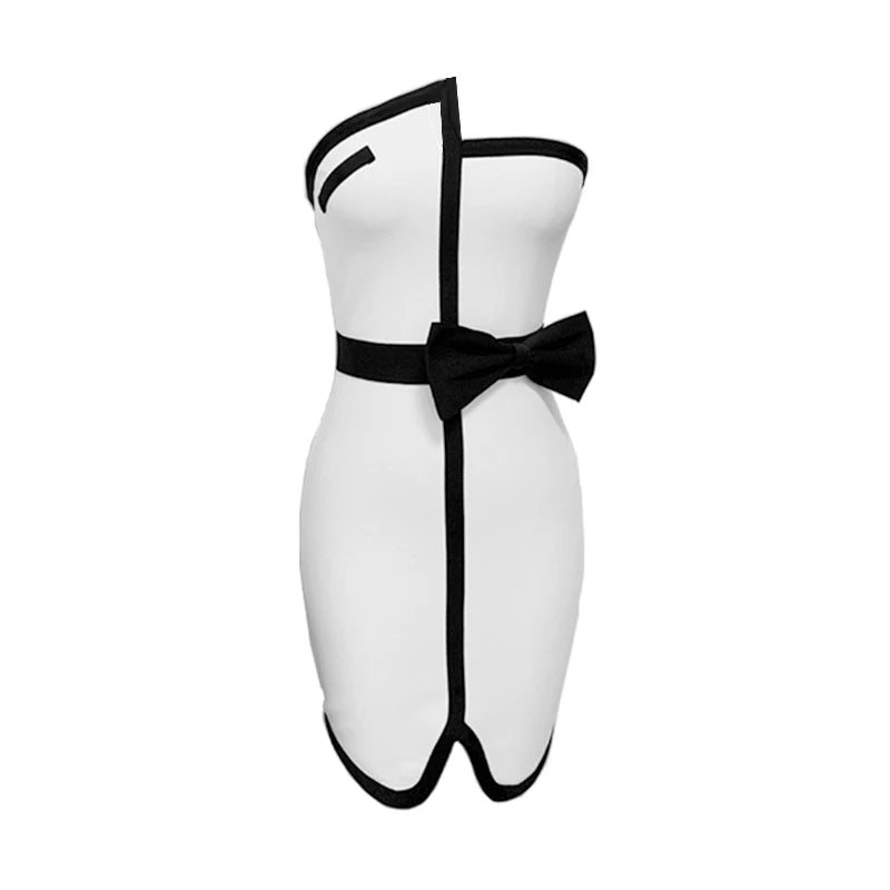 Mini Bandage Black Bow Strapless Bodycon Dresses