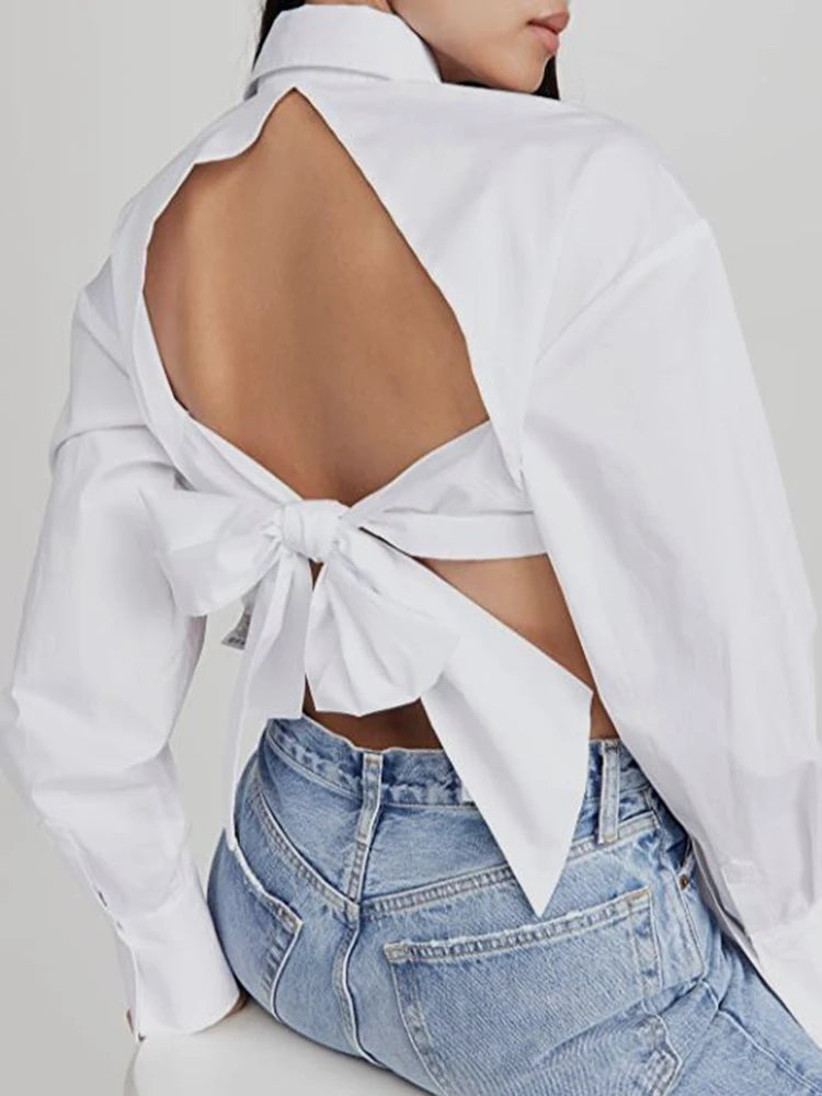Lace Up Casual Blouses