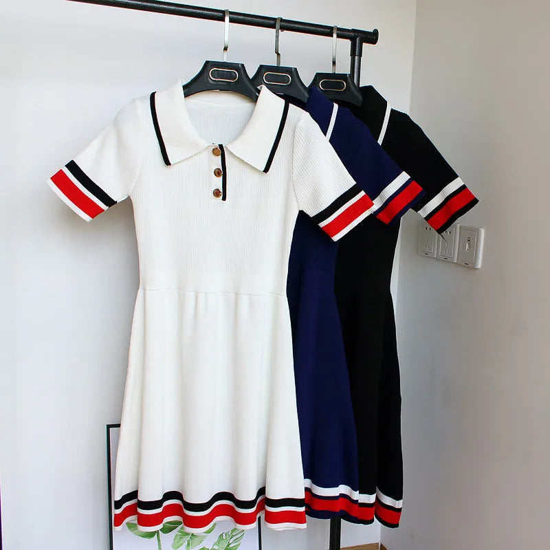 Retro Style Red and White Striped Dress