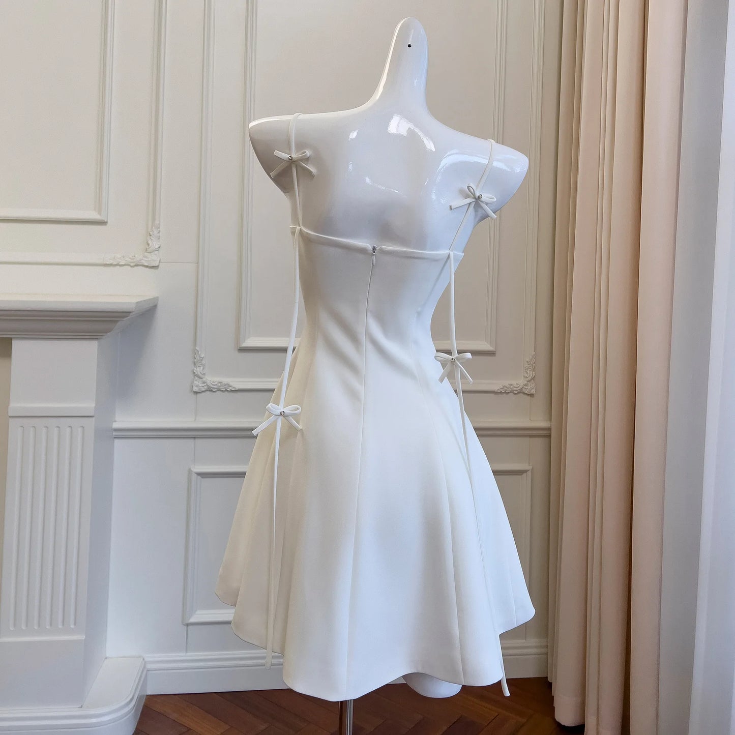 Ladies Sling Off-Shoulder High Waist Slim A- Line Dress