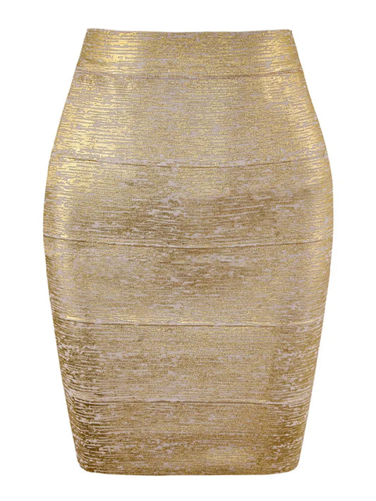 Skirt Sexy Black Silver Gold Bandage Skirt