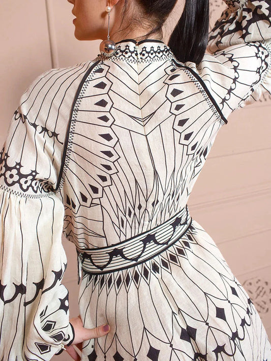Patchwork Belt Elegant Dress
