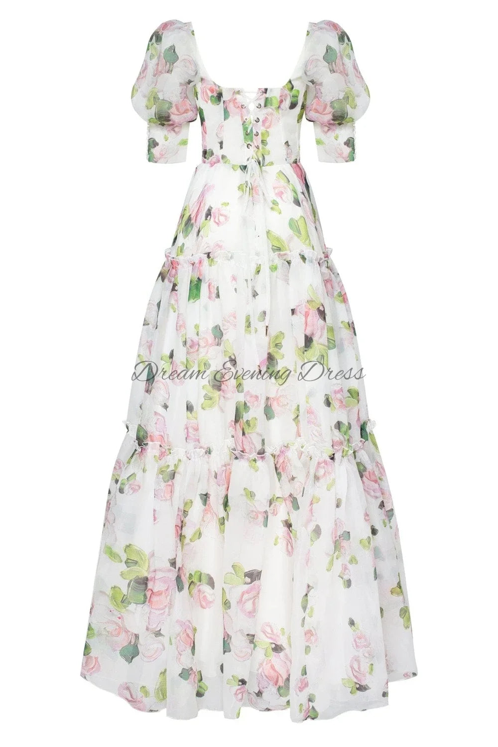 Charming Printed Chiffon A-line Off Shoulder Dress