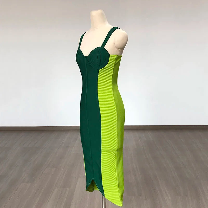 Green Midi Bandage  Bodycon Dresses High Quality