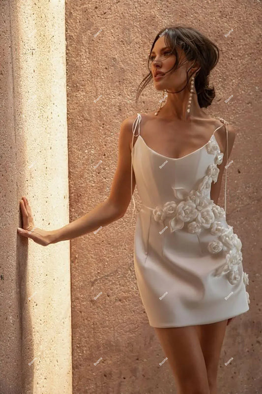 Simple Elegant Short 3D flowere Dresses