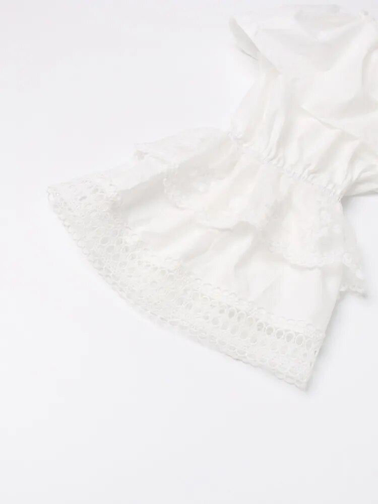 White Slash Neck Short Sleeve Dresses