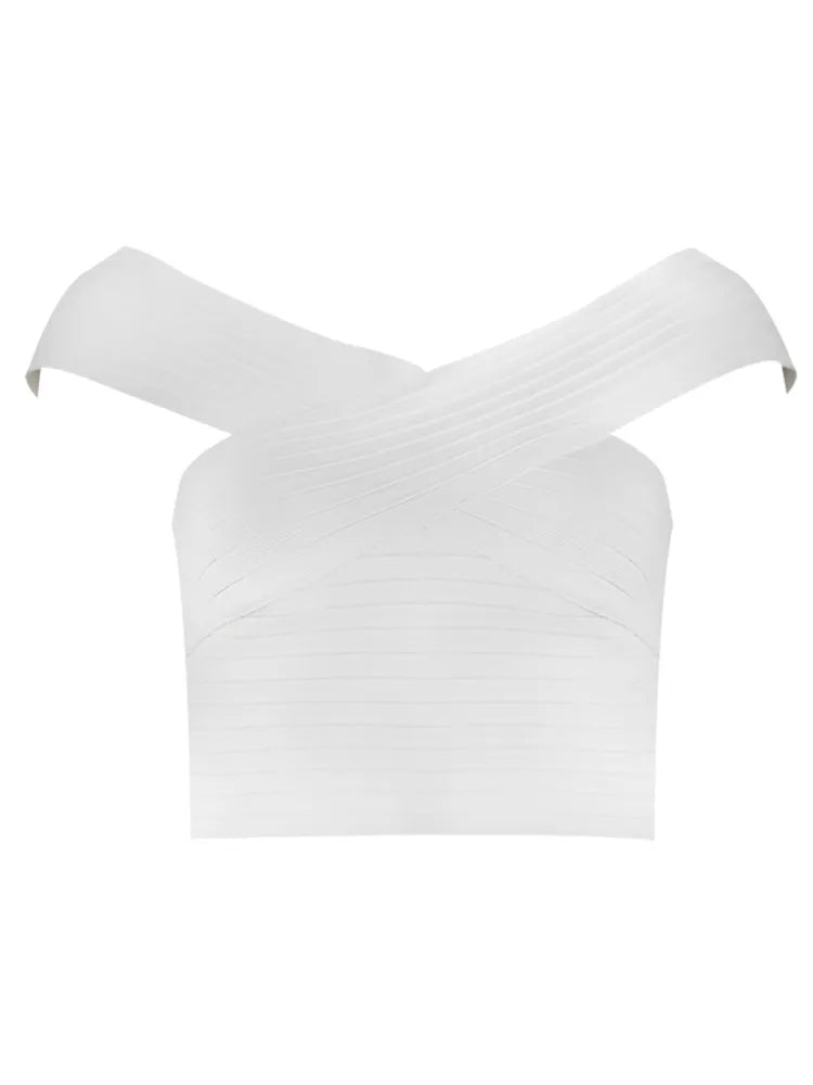 Off the shoulder 2 Pieces White Bandage Dress