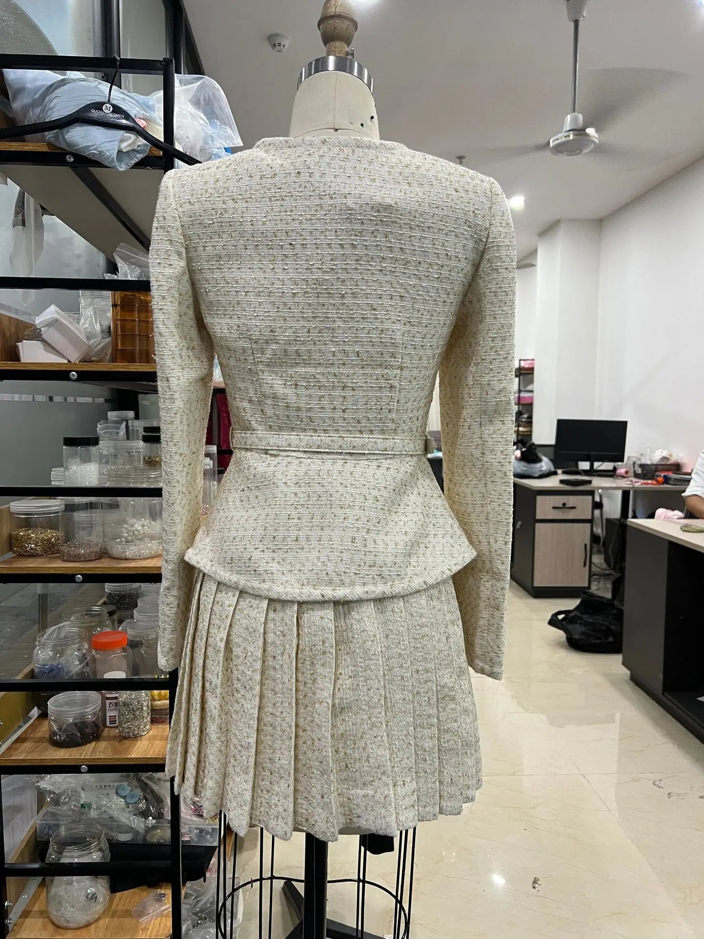 Sofia Ivory White Two-piece Dress Set