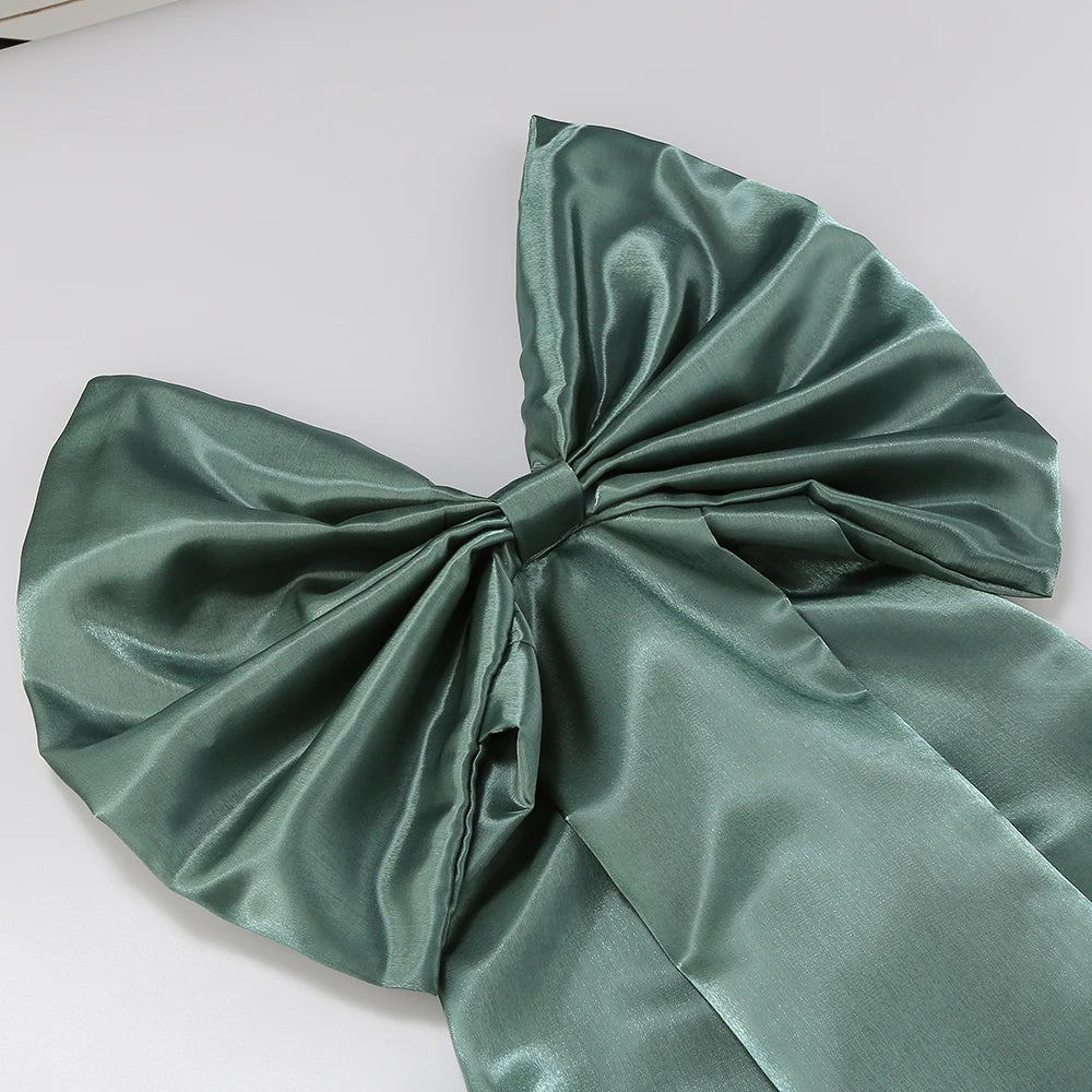 Strapless Backless Bow Tie Satin Mini Dress