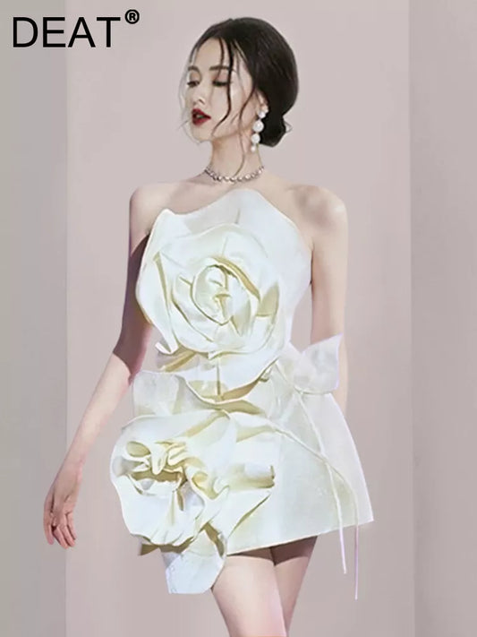 Aurora White Flower Design Dress
