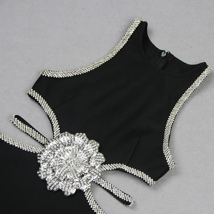 3D Flower Diamond Decorative Bandage Dress