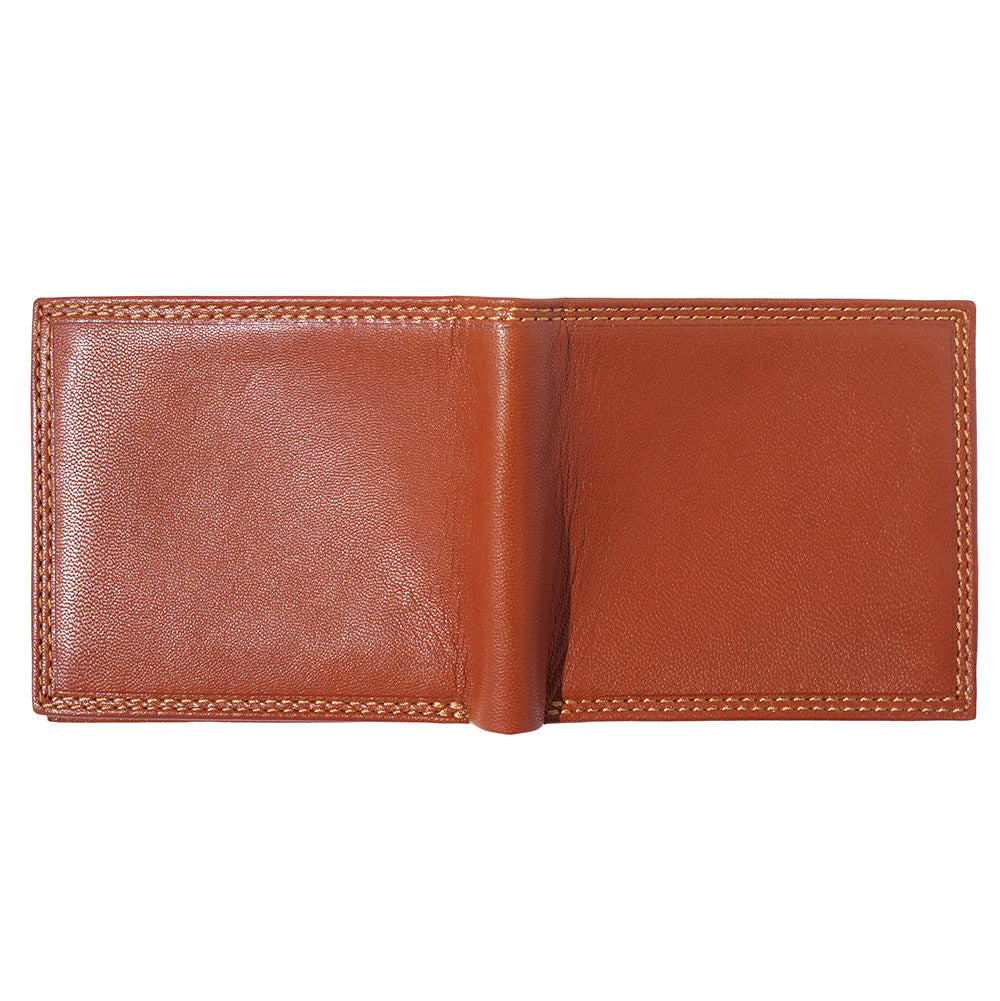 Leather wallet for man with zip-pocket for coins
