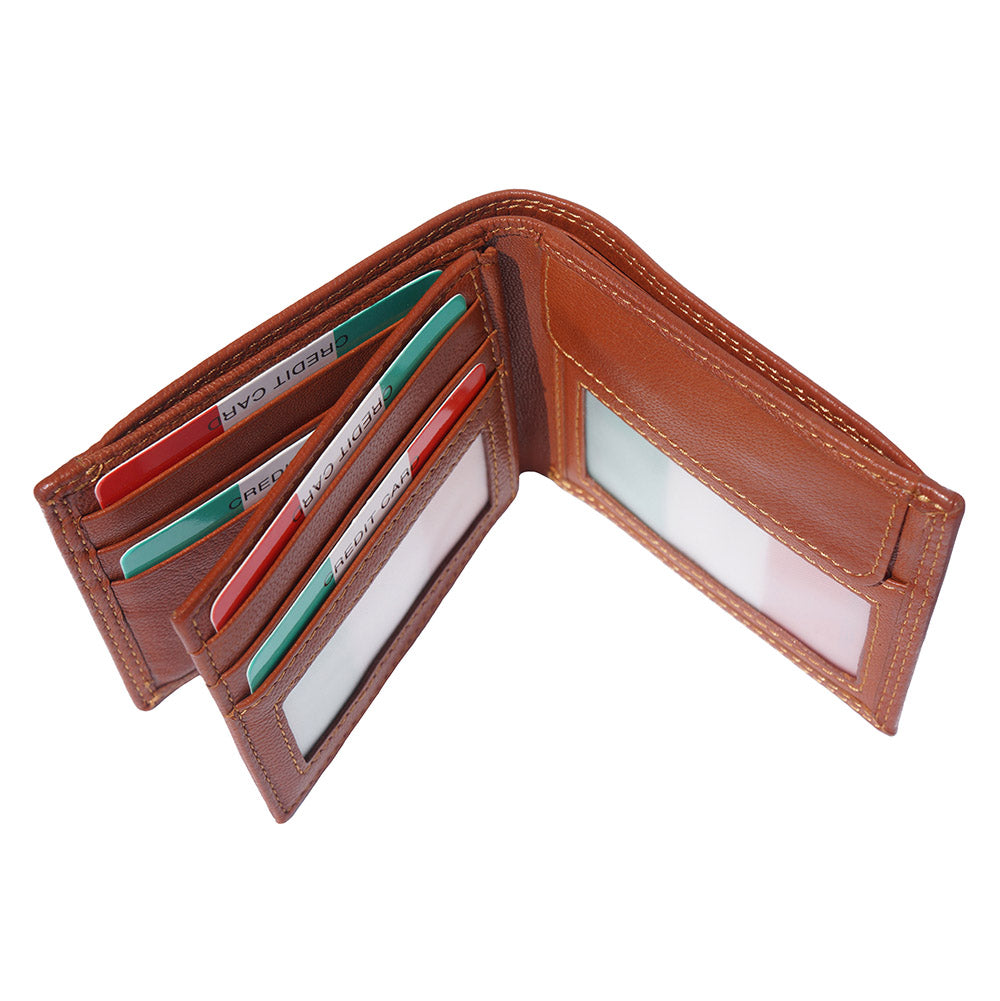 Leather wallet for man with zip-pocket for coins