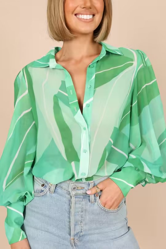 Collared Single Breasted Floral Print Shirt