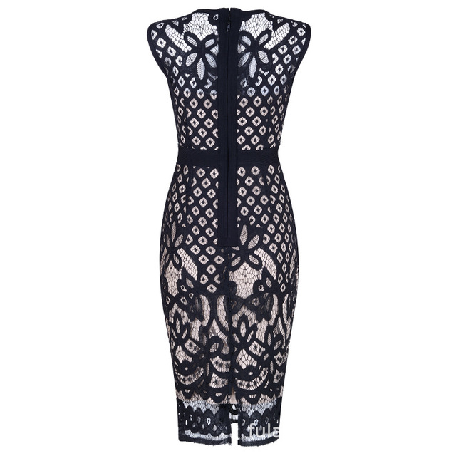 Embroidered hollow lace evening dress
