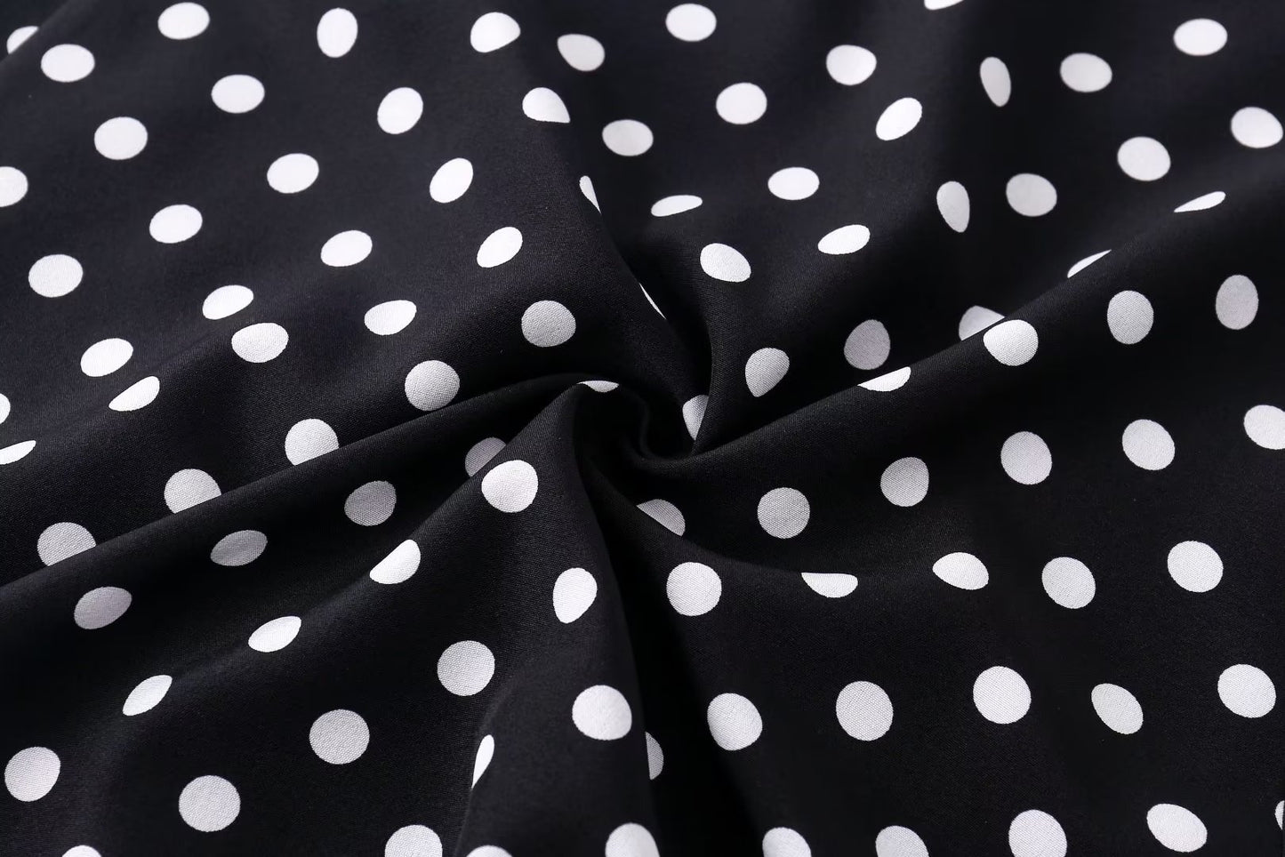 Black Bottom White Polka Dot Sling Midi Dress