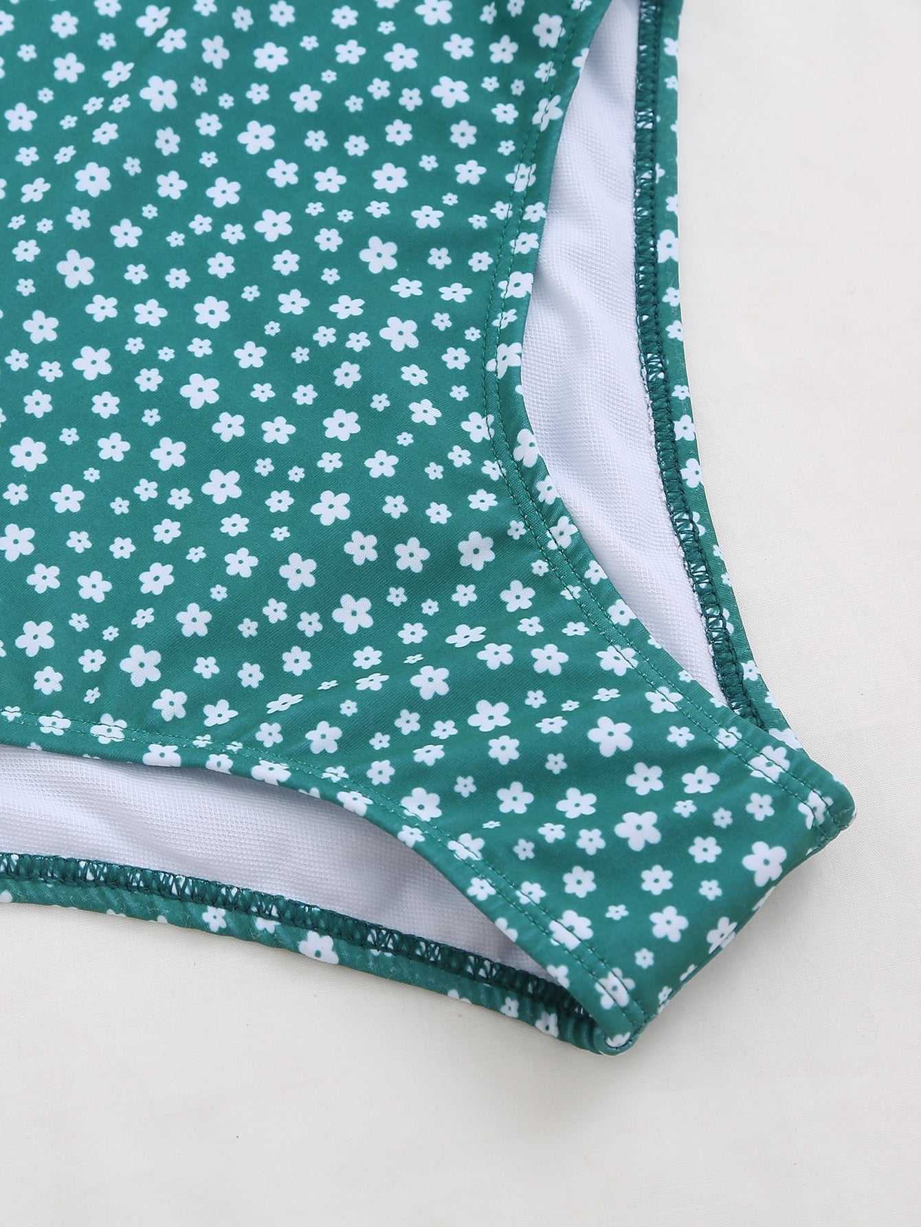 Ditsy Floral Wrap Knot Bikini Swimsuit-Verde Limon Panama