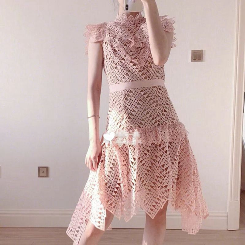 Lady Heavy Industry Water Soluble Embroidered Lace Slim Dress