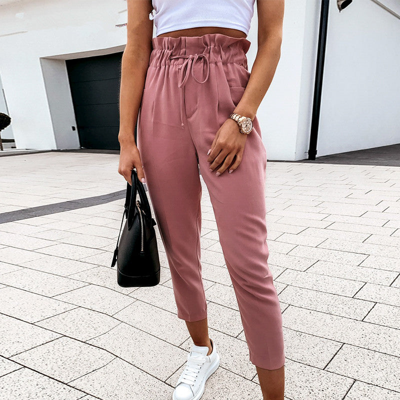 Casual pants with wooden ears