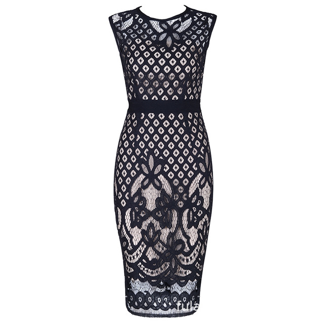 Embroidered hollow lace evening dress