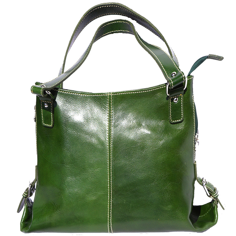 Shopping bag with double handle made of genuine calf leather