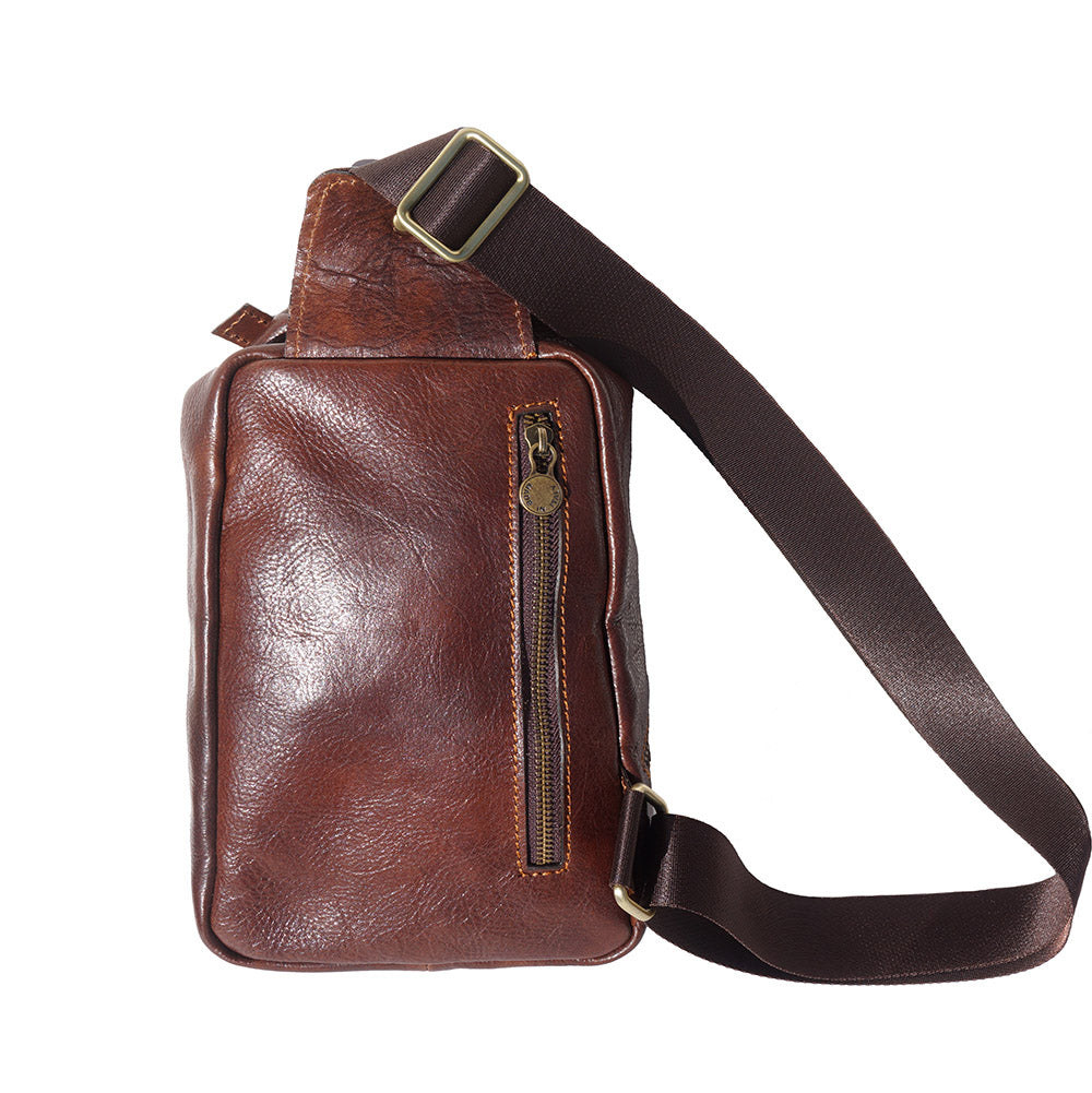 Leather waist bag for mens made in genuine calfskin leather