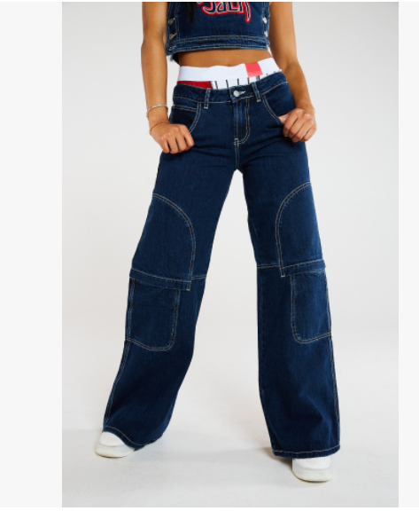 Fast Big Pocket Wide Leg Jeans Overalls Cargo Wide Leg Jeans