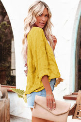 Lace Tulle Long-Sleeved  Loose Casual Chiffon Shirt