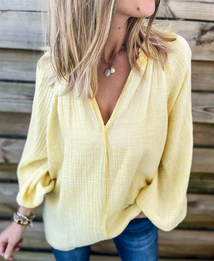 Solid Color Casual Loose Long-Sleeved Shirt