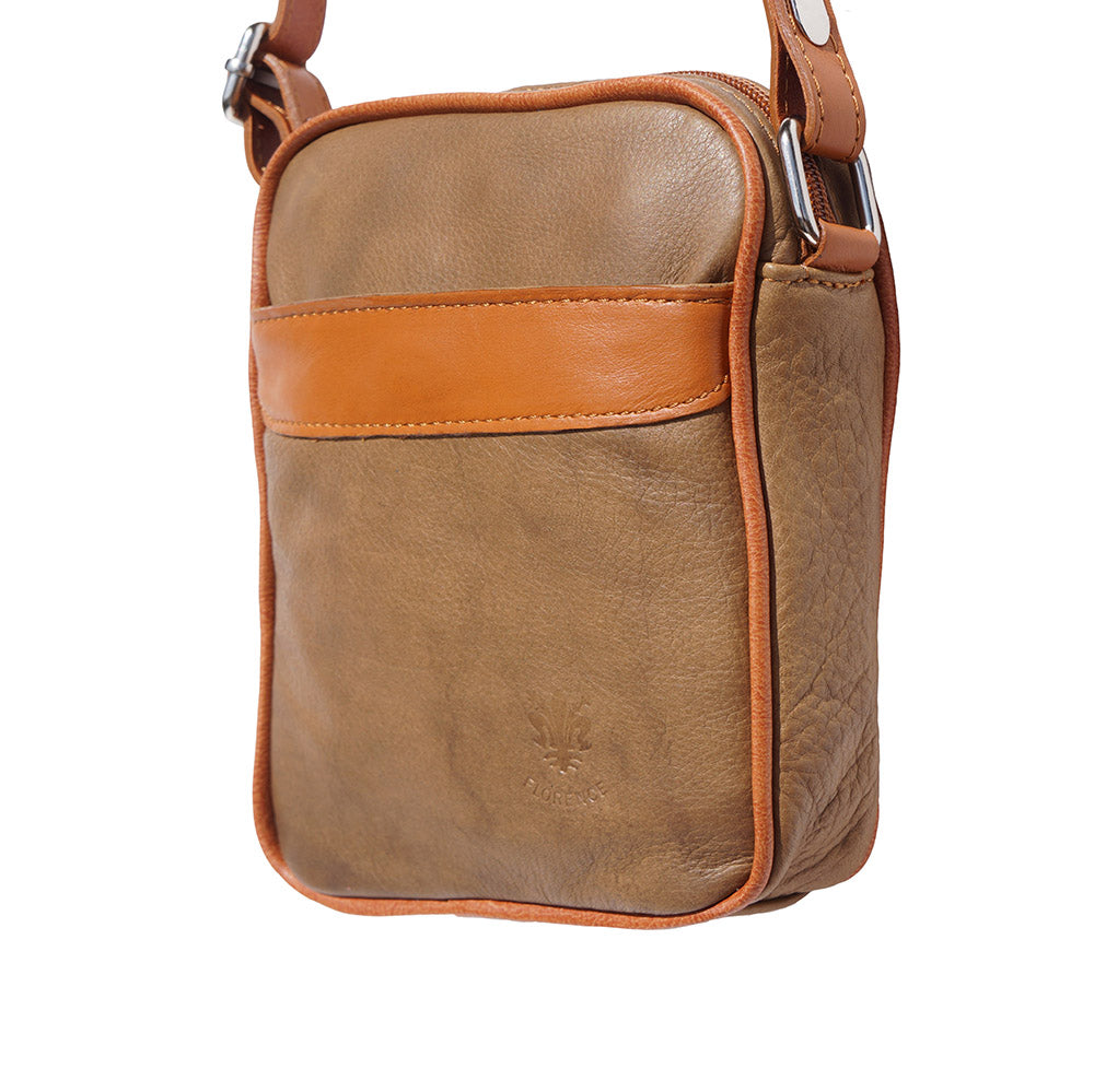Man‘s shoulder bag in soft genuine calf-skin leather