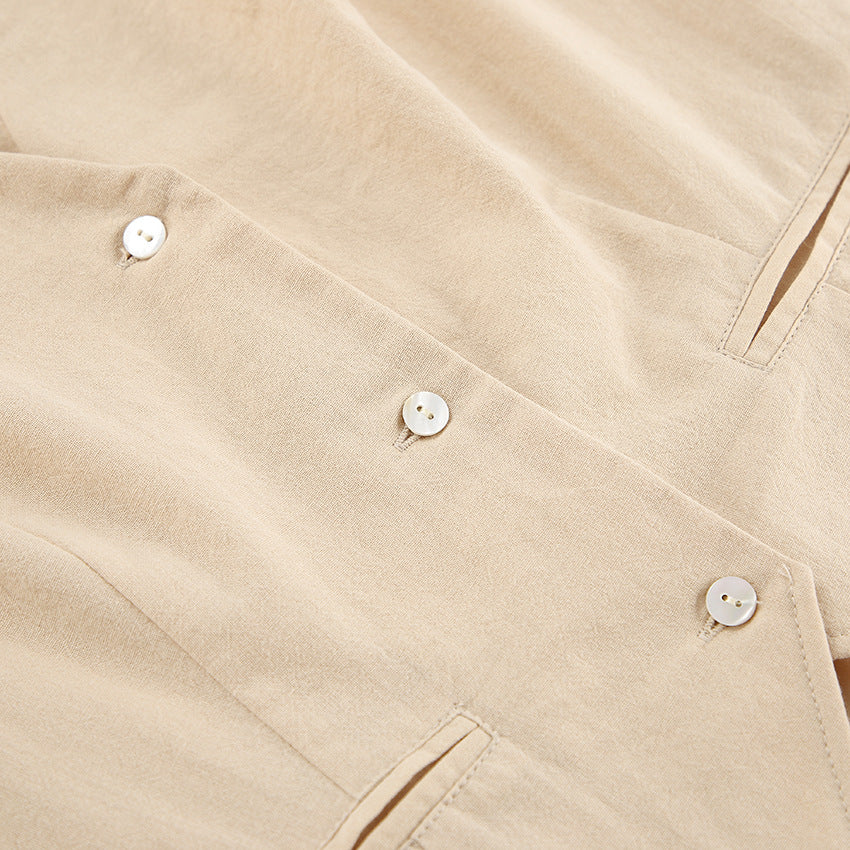 Cotton Linen Sleeveless Vest Waistcoat Trousers Suit  Casual Two Piece Suit