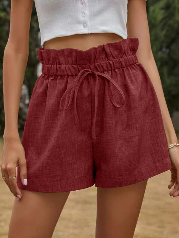 Shorts for High Waist Lace-up Loose