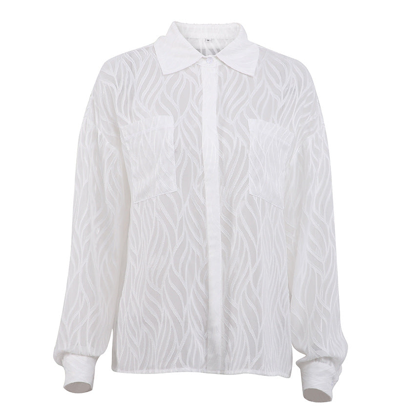 French Chiffon Shirt See-through Thin Design Sense Niche Shirt